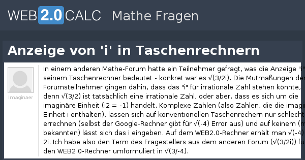 Frage Anzeigen Anzeige Von I In Taschenrechnern