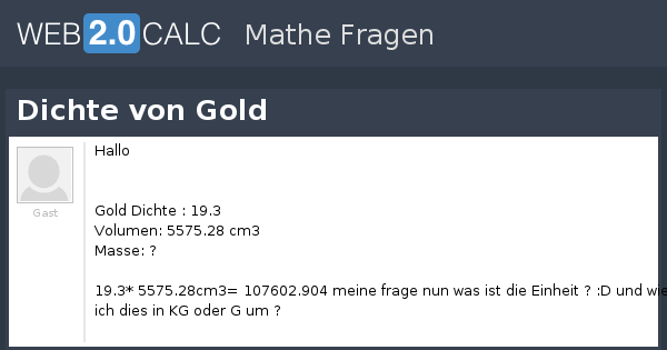 Frage anzeigen - Dichte von Gold