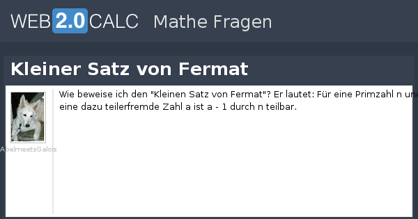 Satz Von Fermat