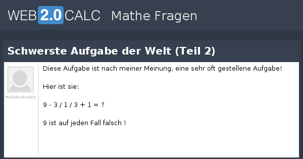 Das Schwerste Quiz Der Welt Lösung Frage 12 web2.0rechner.de