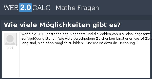 Frage Anzeigen - Wie Viele Möglichkeiten Gibt Es?